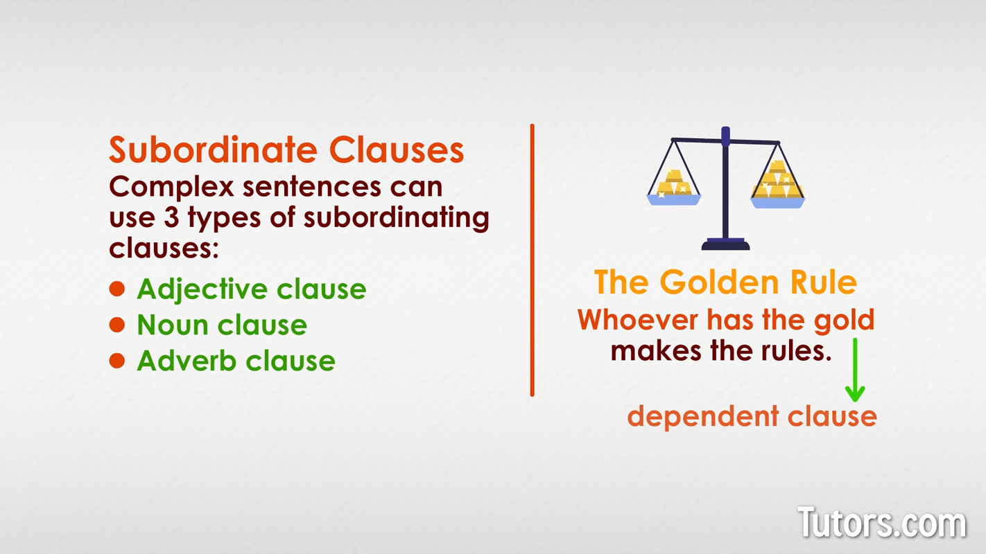 Complex sentences subordinating clauses Complex sentences subordinating clauses