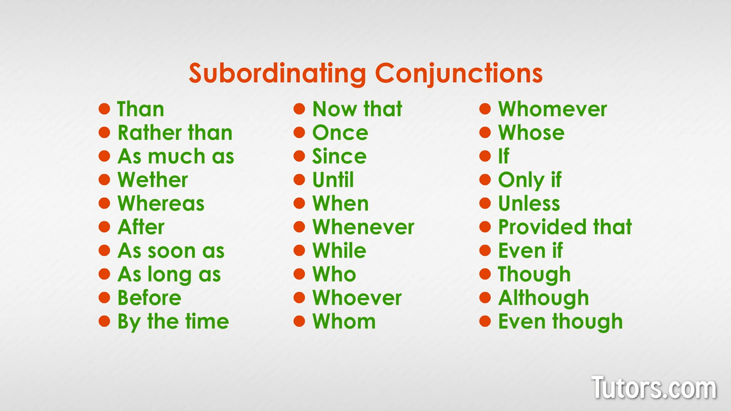 Complex sentences subordinating conjunctions Complex sentences subordinating conjunctions